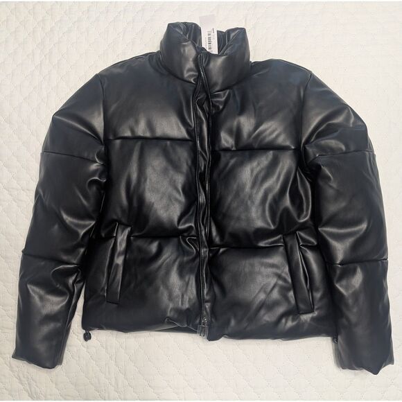 🖤 The Drop Priscilla Vegan Leather Puffer Black XS NWT - Picture 4 of 11